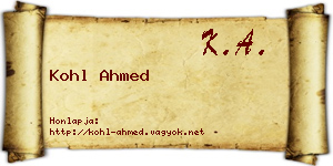 Kohl Ahmed névjegykártya